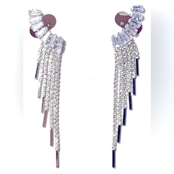 Piper K Formal Fringe Chandelier Cubic Zirconia Earrings - Picture 2 of 8